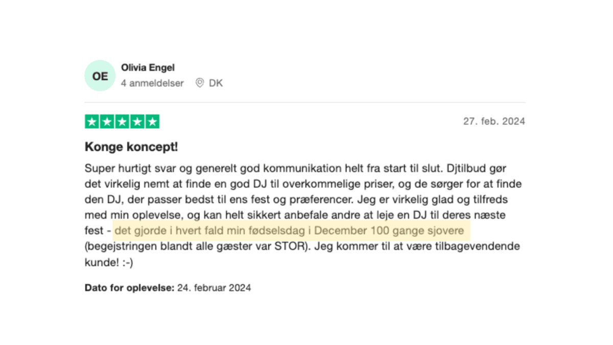 Olivia kundeudtalelse