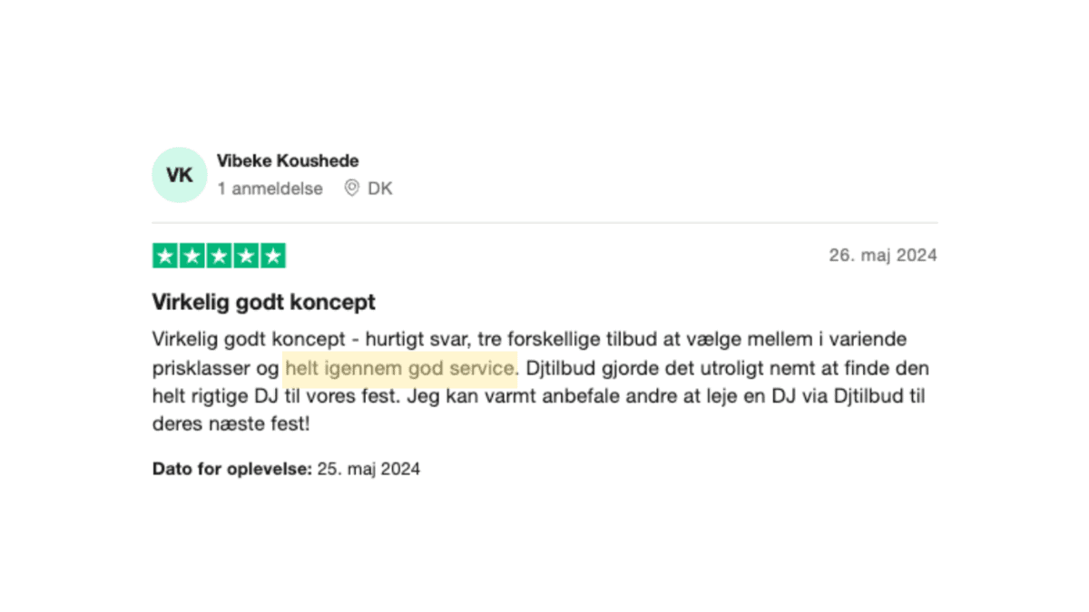 Vibeke kundeudtalelse