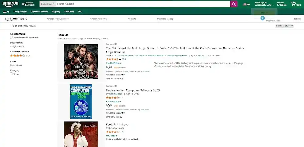 Amazon music hjemmeside