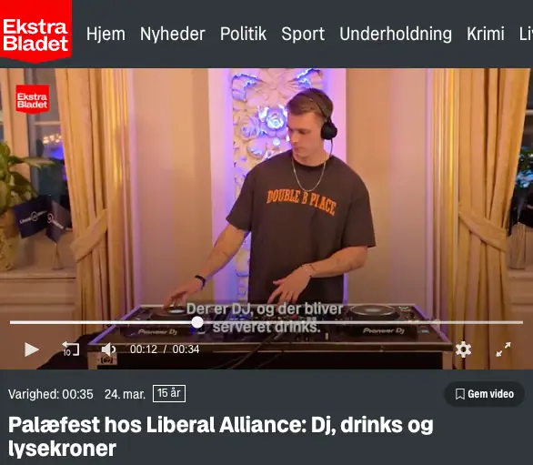 DJ Laust Nørgaard Skrudland til palæfest med musik, drinks og feststemning.